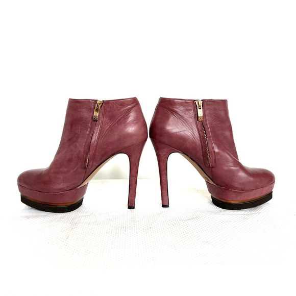 Vince Camuto Magenta Leather Hight Heel Plarform Booties - Picture 5 of 11